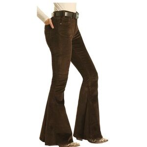 (EUC) Stylish Dark Olive Corduroy Flare Jeans High Rise Bell bottoms!